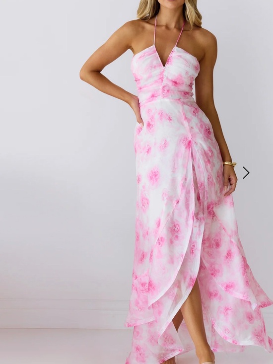 Hello Molly Dresses & Skirts - Hello Molly Strawberry Pop Pink Halter Maxi Dress